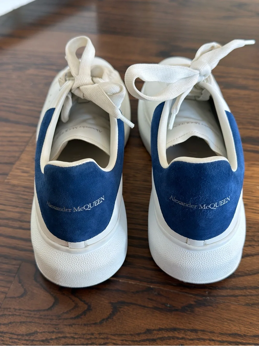 Alexander McQueen Oversized Sneakers White Paris Blue Suede Size 39 Luxury